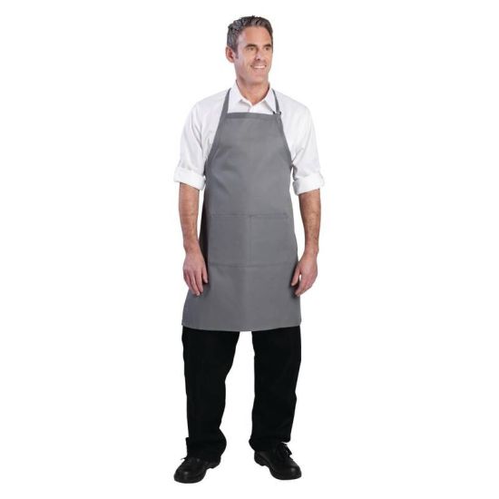 Colour By Chef Works Bib Apron Grey URO B192