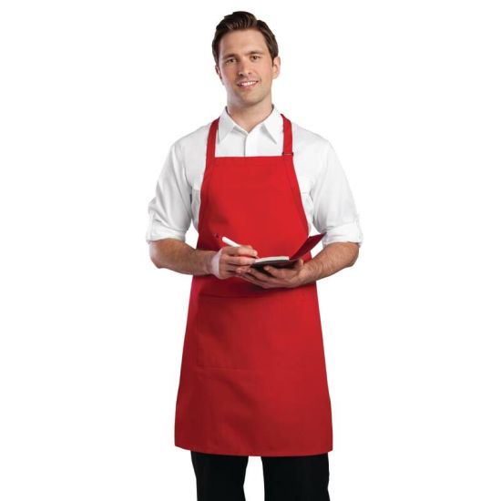 Colour By Chef Works Bib Apron Red URO B196