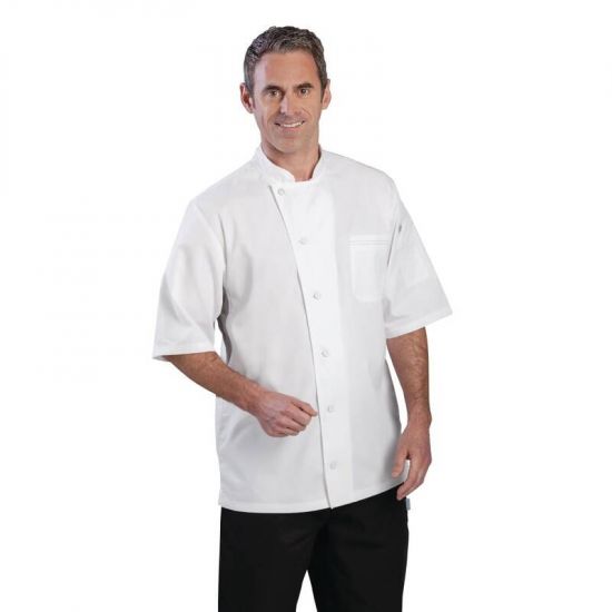 Chef Works Valais Unisex Chefs Jacket White With Grey 2XL URO B205-XXL