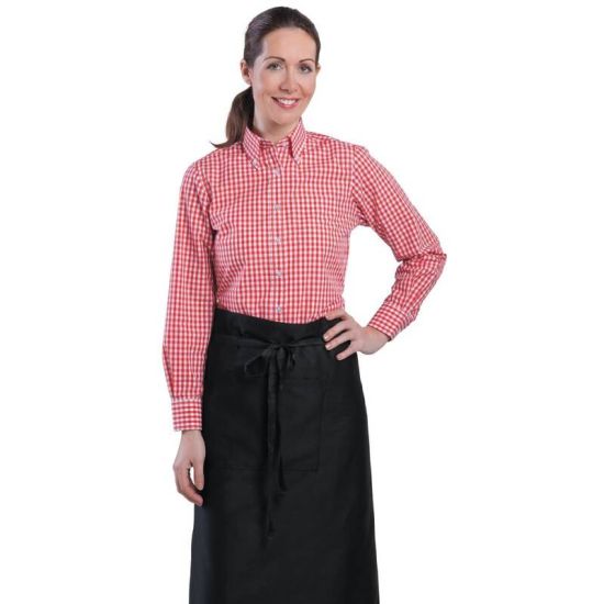 Uniform Works Womens Gingham Shirt Red XS URO B216-XS