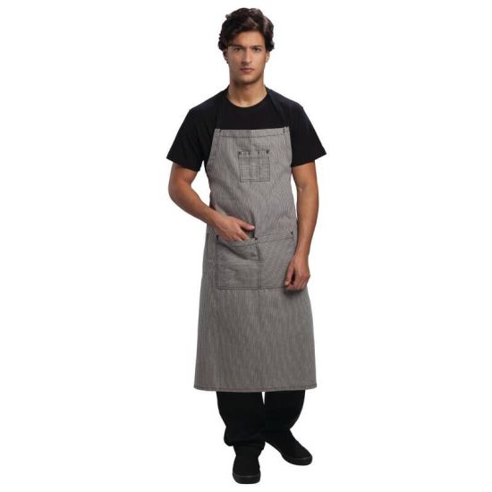 Chef Works Urban Portland Fine Stripe Bib Apron Grey URO B351