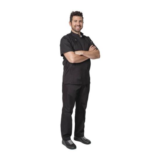 Chef Works Springfield Zipper Mens Chefs Jacket Black L URO B472-L Chef Works Springfield Zipper Mens Chefs Jacket Black L URO B472-L