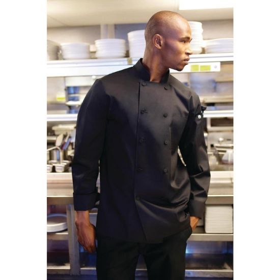 Chef Works Calgary Cool Vent Unisex Chefs Jacket Black L URO B648-L