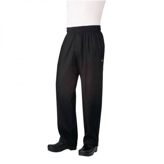 Chef Works Unisex Basic Baggy Zip Fly Chefs Trousers Black 2XL URO B698-XXL