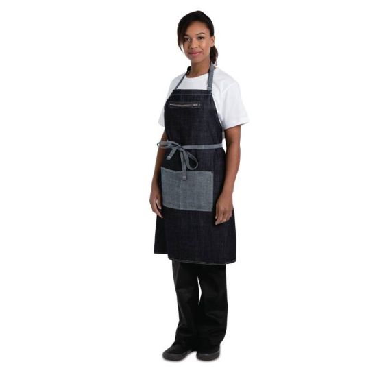 Chef Works Urban Manhattan Bib Apron Indigo URO B719