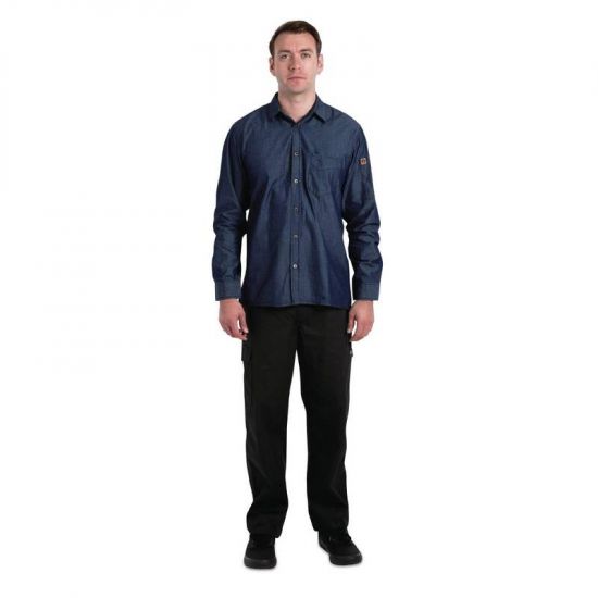 Chef Works Urban Detroit Long Sleeve Denim Shirt Blue XL URO B776-XL