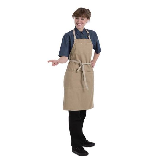 Chef Works Urban Austin Denim Bib Apron Natural URO BB007