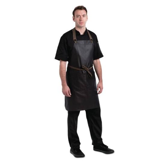 Chef Works Urban Wet Look Boulder Bib Apron Black And Brown URO BB020