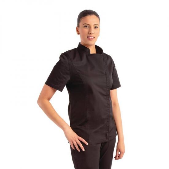 Chef Works Womens Springfield Zip Chefs Jacket Black M URO BB051-M