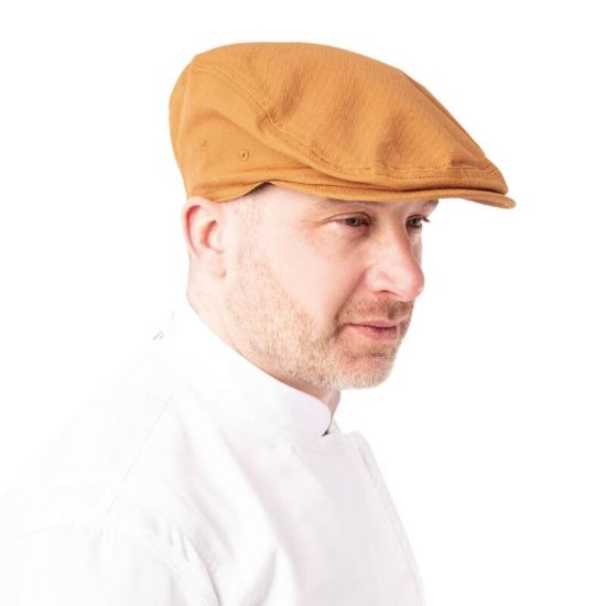 Chef Works Urban Rockford Pigment Dye Canvas Flat Cap Nutmeg L-XL URO BB054-LXL