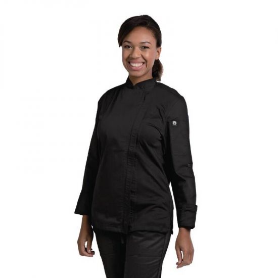 Chef Works Hartford Lightweight Zip Womens Chef Jacket Black XL URO BB090-XL