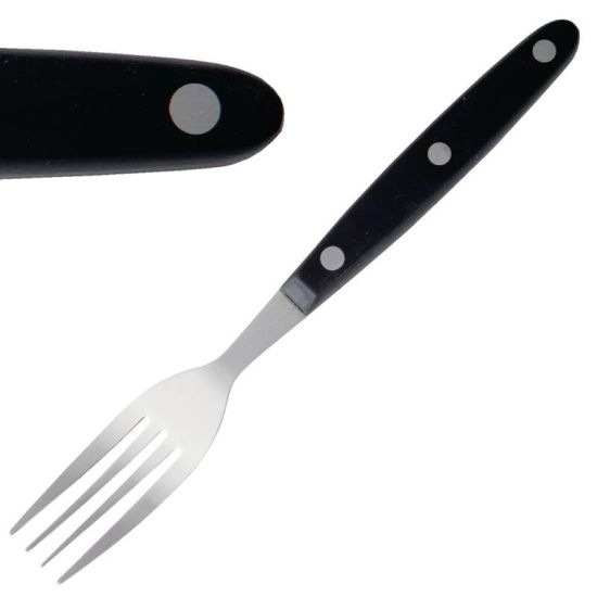 Steak Fork Black Handle 200mm Box of 12 URO C135