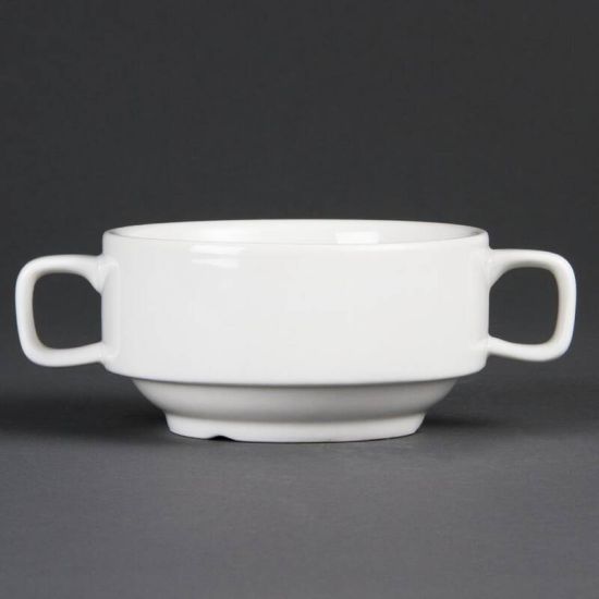 Olympia Whiteware Soup Bowls With Handles 400ml 14oz Box of 6 URO C239