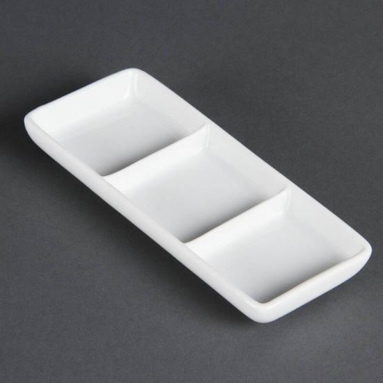Olympia Whiteware 3 Section Dishes Box of 12 URO C336