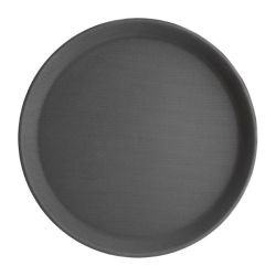 Kristallon Polypropylene Round Non-Slip Tray Black 356mm Kristallon Polypropylene Round Non-Slip Tray Black 356mm