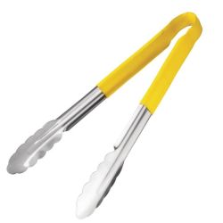 Vogue Colour Coded Yellow Serving Tongs 11 Inch