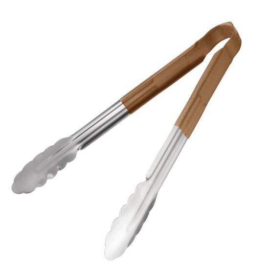 Vogue Colour Coded Brown Serving Tongs 11in URO CB158 Vogue Colour Coded Brown Serving Tongs 11in URO CB158