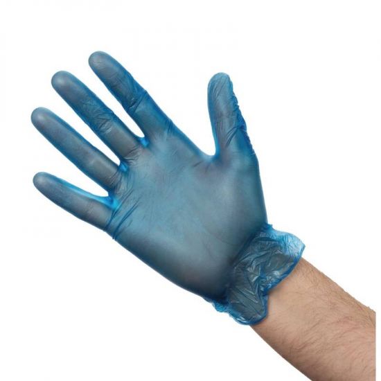 Vogue Vinyl Food Prep Gloves Blue Powdered Large URO CB254-L
