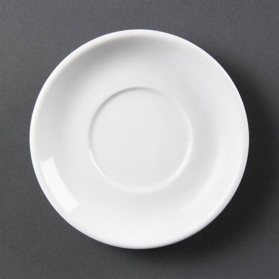Olympia Whiteware Stacking Espresso Saucers Box of 12 URO CB472 Olympia Whiteware Stacking Espresso Saucers Box of 12 URO CB472