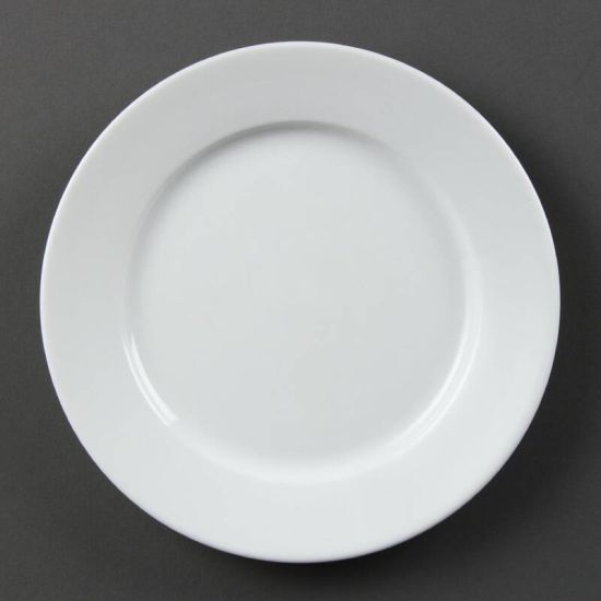 Olympia Whiteware Wide Rimmed Plates 202mm Box of 12 URO CB479 Olympia Whiteware Wide Rimmed Plates 202mm Box of 12 URO CB479