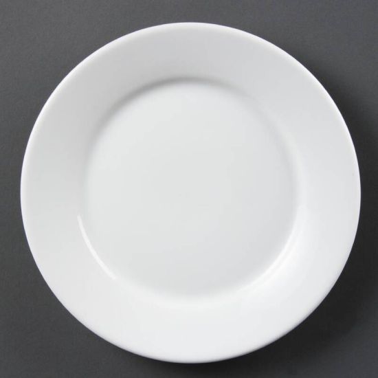 Olympia Whiteware Wide Rimmed Plates 230mm Box of 12 URO CB480 Olympia Whiteware Wide Rimmed Plates 230mm Box of 12 URO CB480
