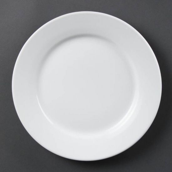 Olympia Whiteware Wide Rimmed Plates 250mm Box of 12 URO CB481