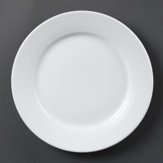 Olympia Whiteware Wide Rimmed Plates 250mm Box of 12 URO CB481 Olympia Whiteware Wide Rimmed Plates 250mm Box of 12 URO CB481