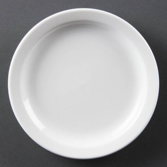 Olympia Whiteware Narrow Rimmed Plates 150mm Box of 12 URO CB486