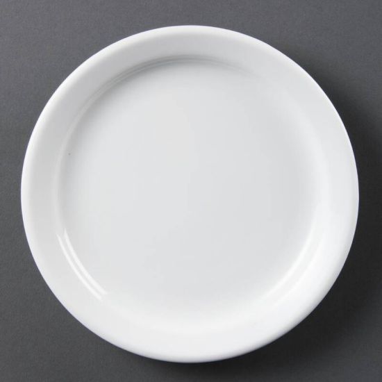 Olympia Whiteware Narrow Rimmed Plates 180mm Box of 12 URO CB487