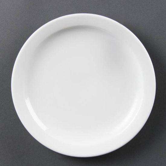 Olympia Whiteware Narrow Rimmed Plates 202mm Box of 12 URO CB488