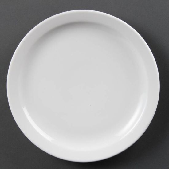 Olympia Whiteware Narrow Rimmed Plates 250mm Box of 12 URO CB490 Olympia Whiteware Narrow Rimmed Plates 250mm Box of 12 URO CB490