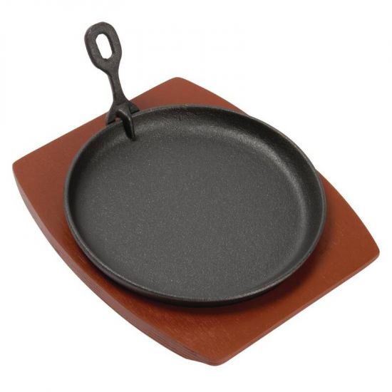 Olympia Cast Iron Round Sizzler With Wooden Stand URO CC311
