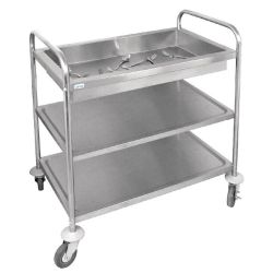 Vogue Stainless Steel 3 Tier Deep Tray Clearing Trolley Vogue Stainless Steel 3 Tier Deep Tray Clearing Trolley