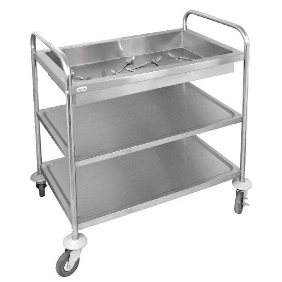 Vogue Stainless Steel 3 Tier Deep Tray Clearing Trolley URO CC365 Vogue Stainless Steel 3 Tier Deep Tray Clearing Trolley URO CC365