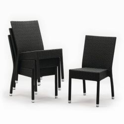 Bolero Wicker Side Chairs Charcoal (Pack of 4) Bolero Wicker Side Chairs Charcoal (Pack of 4)