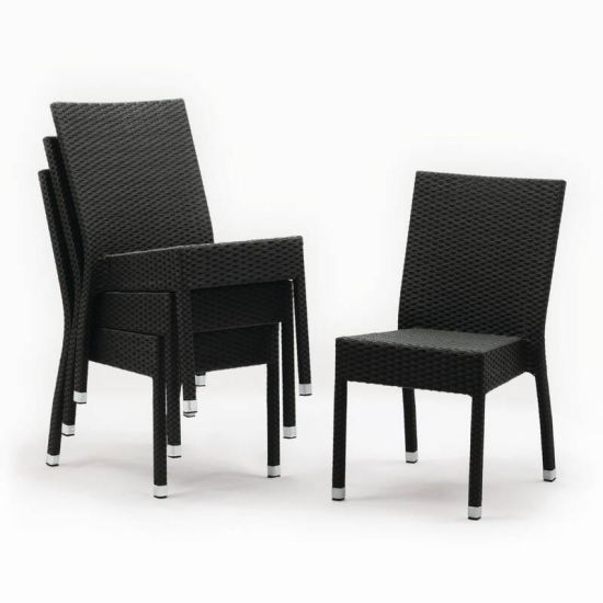Bolero Wicker Side Chairs Charcoal (Pack Of 4) URO CF159 Bolero Wicker Side Chairs Charcoal (Pack Of 4) URO CF159