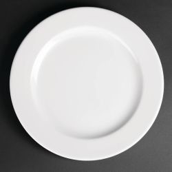 Royal Porcelain Classic White Wide Rim Plates 260mm (Pack Of 12)