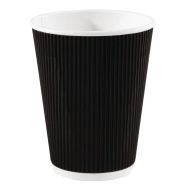 Fiesta Disposable Coffee Cups Ripple Wall Black 340ml / 12oz (Pack Of 500)