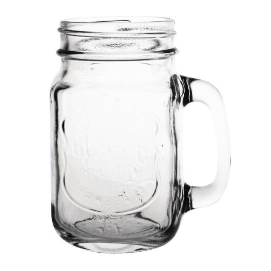 Olympia Handled Mason Jar 450ml Box of 12 URO CM698 Olympia Handled Mason Jar 450ml Box of 12 URO CM698