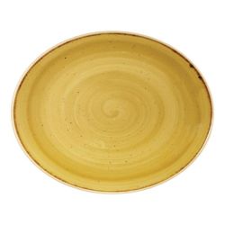 Churchill Stonecast Oval Coupe Plate Mustard Seed Yellow 192mm (Pack Of 12)