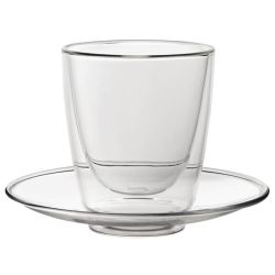 Utopia Double Walled Cappuccino Glass And Saucer 220ml (Pack Of 6)