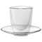 Utopia Double Walled Cappuccino Glass And Saucer 220ml (Pack Of 6)