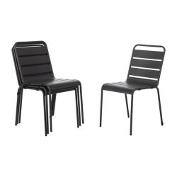 Bolero Grey Slatted Steel Side Chairs (Pack Of 4) Bolero Grey Slatted Steel Side Chairs (Pack Of 4)