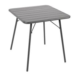 Bolero Slatted Square Steel Table Grey 700mm