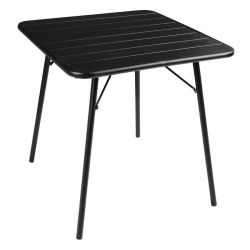 Bolero Slatted Square Steel Table Black 700mm