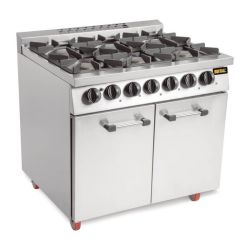 Buffalo 6 Burner Oven Range With Castors