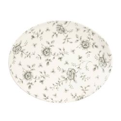 Churchill Rose Chintz Oval Coupe Plates Grey 317mm (Pack Of 6)
