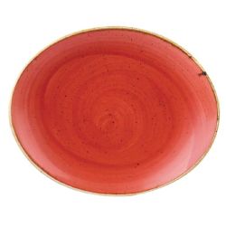 Churchill Stonecast Oval Coupe Plate Berry Red 192mm (Pack Of 12)