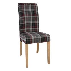 Bolero Austin Dining Chairs Grey Tartan (Pack Of 2)