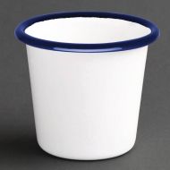 Olympia Enamel Sauce Cup White And Blue (Pack Of 6)